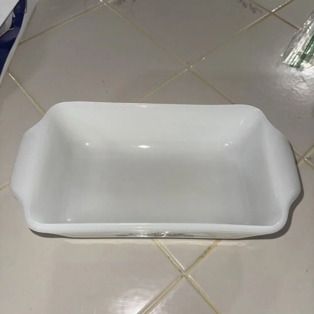 Vintage Anchor Hocking/Fire King Milk Glass -Cornflower 1 qt, Loaf Pan #441